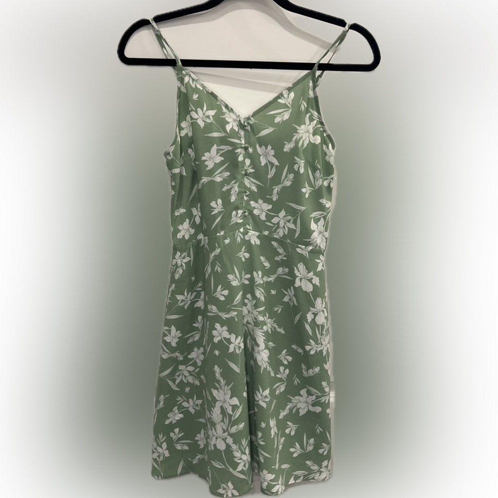 Dynamite Floral Green Spaghetti Strap Dress XS